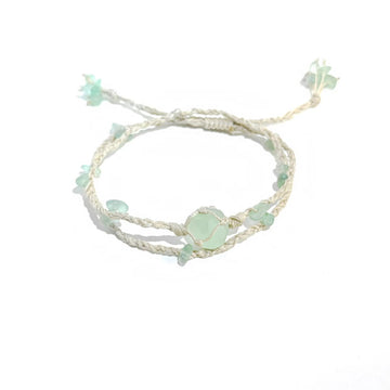 zensoullab Green Shadow Flowing Light Handmade Woven Bracelet Green Fluorite Raw Stone Crystal Double Layer Stacked Dyson Style Bracelet