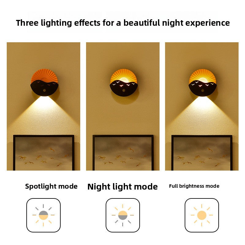zensoullab Sunrise on the Sea Human Body Sensor Lamp USB Charging Magnetic Wall Lamp Remote Control Timer Stepless Dimming LED Night Light