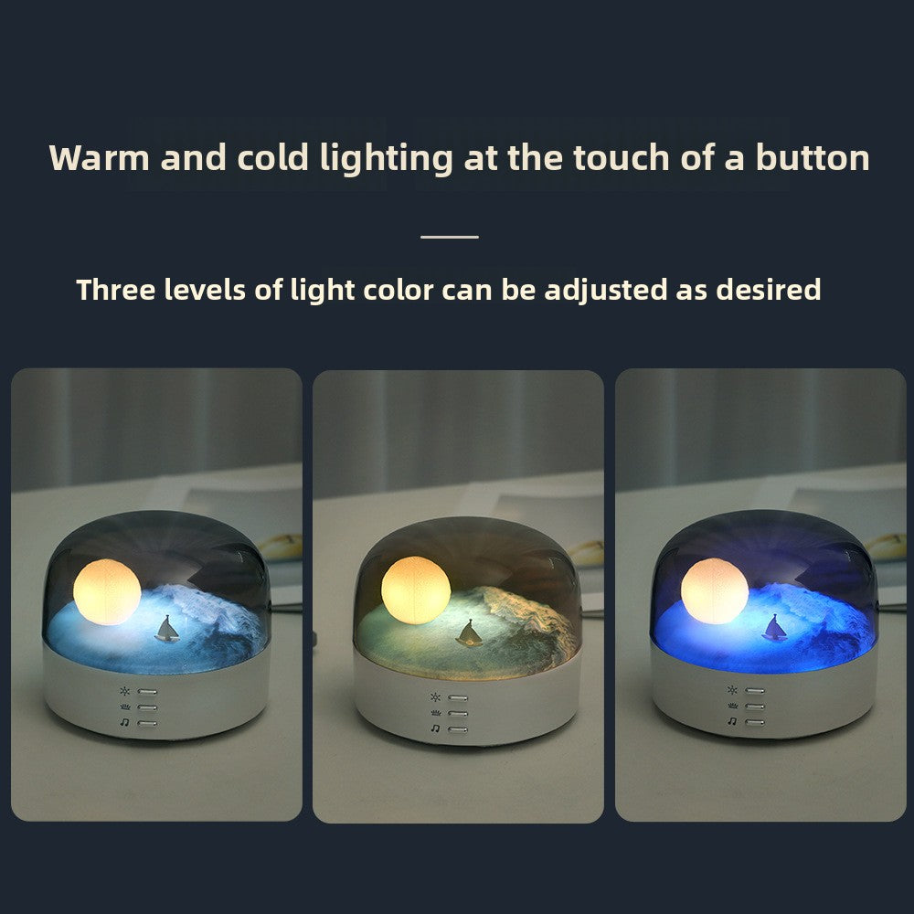 zensoullab Creative Crescent Bluetooth Speaker Night Light Multi-Functional Warm and Cool Light Bedside Stepless Dimming Minimalist Meditation Lamp