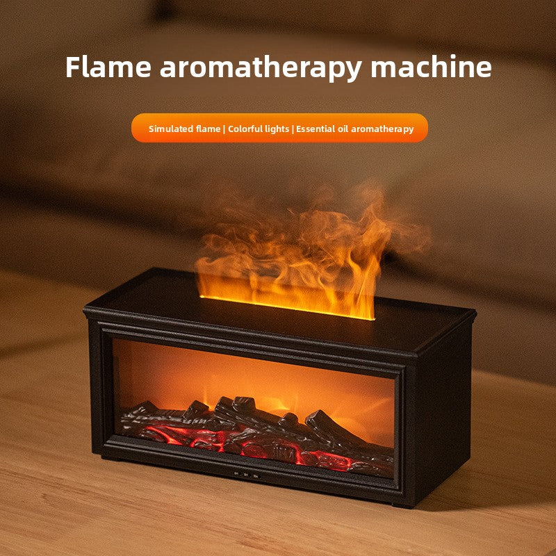 zensoullab Retro Fireplace Flame Humidifier 3D Simulation Fireplace Flame Aromatherapy Machine Home Desktop Aromatherapy Machine