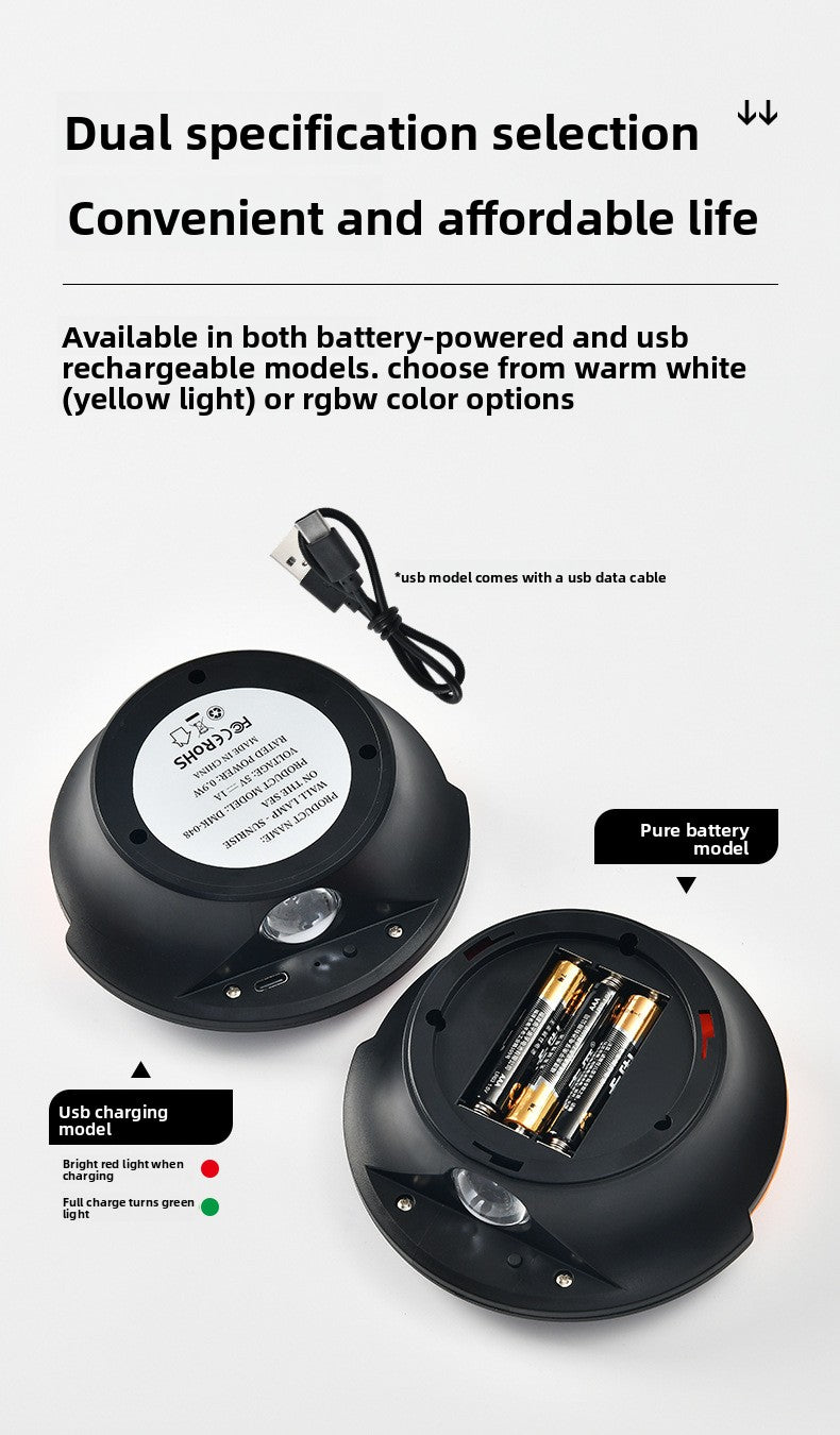 zensoullab Sunrise on the Sea Human Body Sensor Lamp USB Charging Magnetic Wall Lamp Remote Control Timer Stepless Dimming LED Night Light