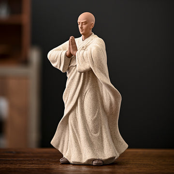 zensoullab New Chinese Style Purple Clay Little Monk Figurine Zen Ceramic Figure Living Room Tea Table Tea Pet Decoration Fish Tank Rockery Landscaping
