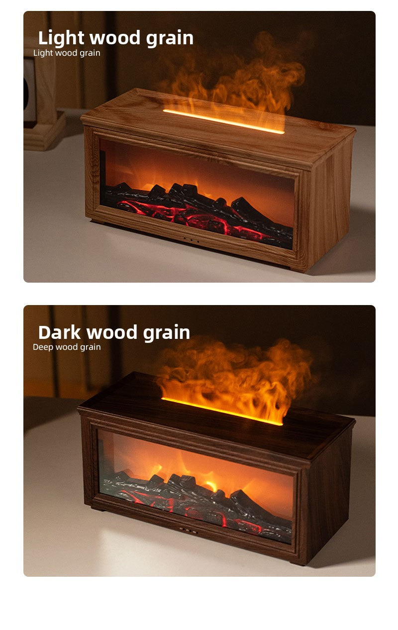 zensoullab Retro Fireplace Flame Humidifier 3D Simulation Fireplace Flame Aromatherapy Machine Home Desktop Aromatherapy Machine
