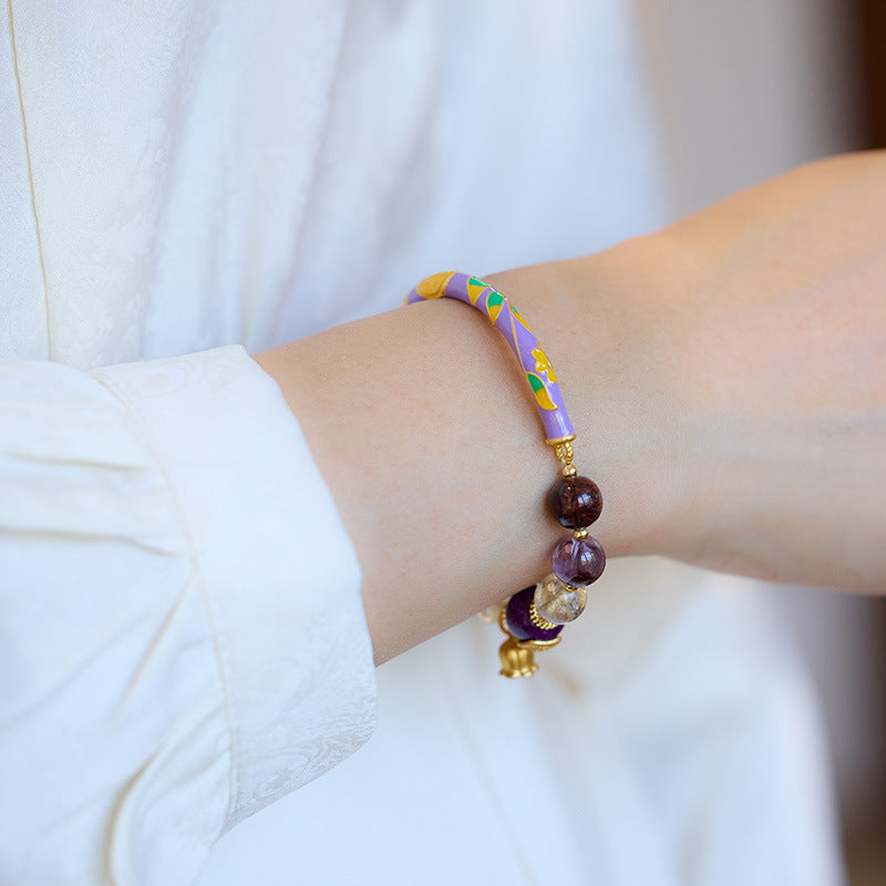 zensoullab Natural Purple Phantom Crystal Bracelet for Women Purple Lily Half Bracelet Nine Purple Fire Half Chain