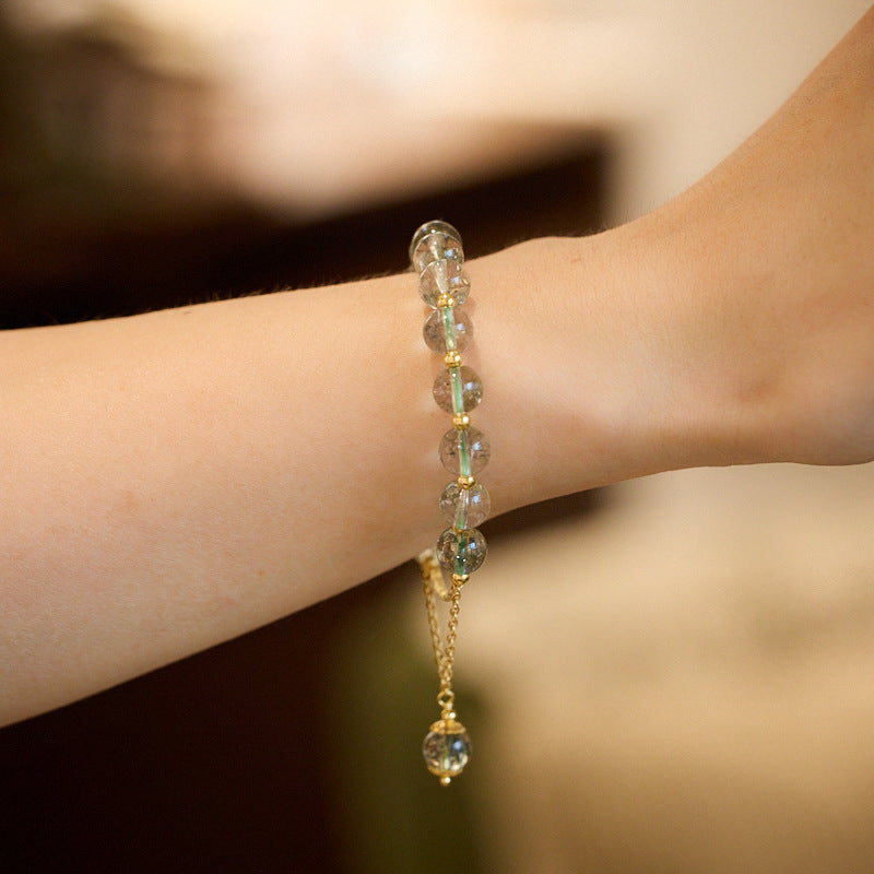 zensoullab White Crystal Bracelet Green Phantom Crystal Starry Sky Good Luck Crystal Bracelet