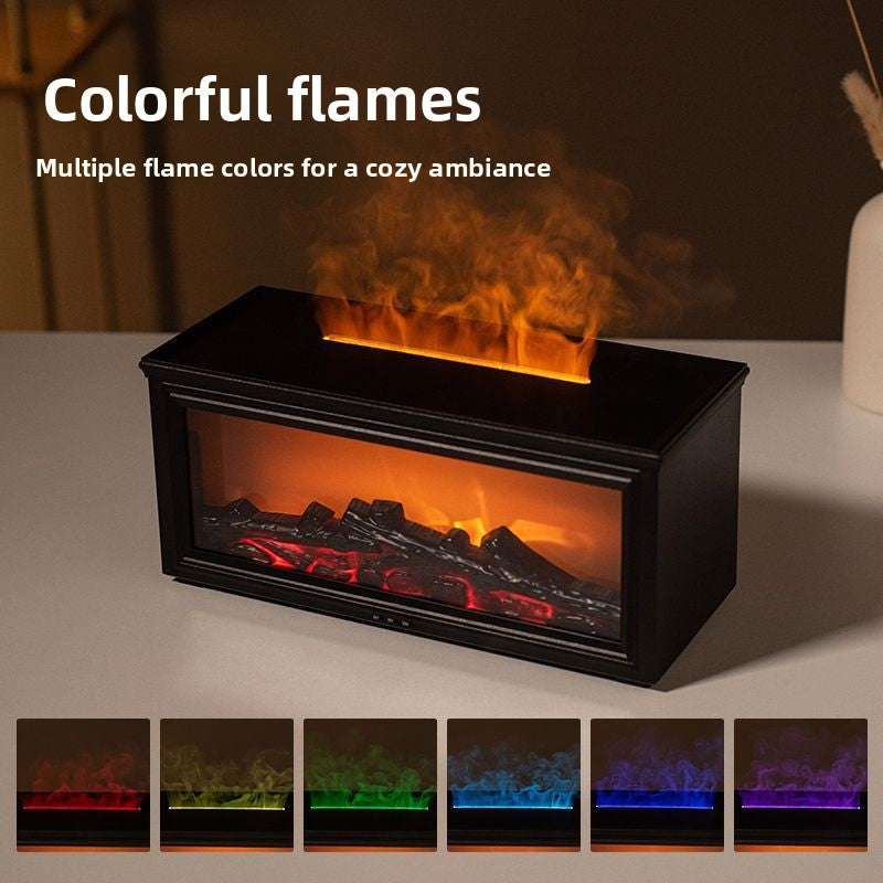 zensoullab Retro Fireplace Flame Humidifier 3D Simulation Fireplace Flame Aromatherapy Machine Home Desktop Aromatherapy Machine