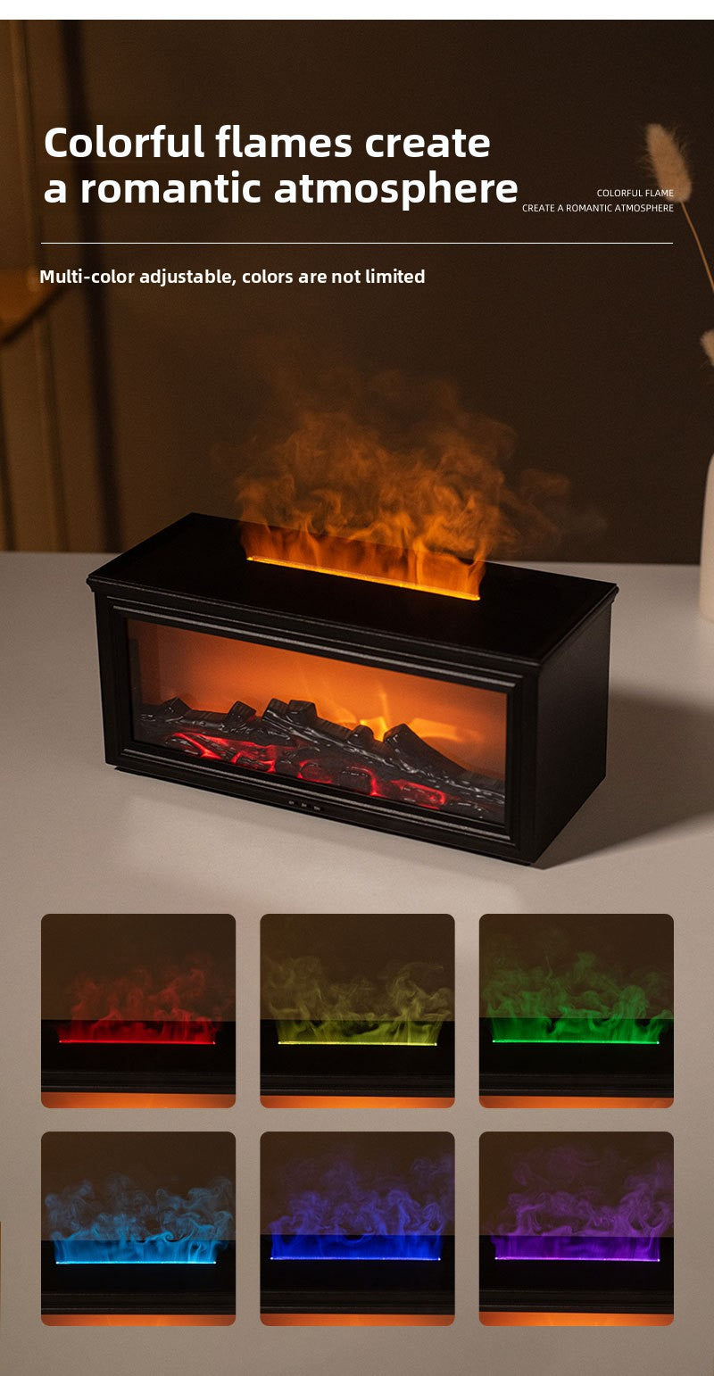 zensoullab Retro Fireplace Flame Humidifier 3D Simulation Fireplace Flame Aromatherapy Machine Home Desktop Aromatherapy Machine