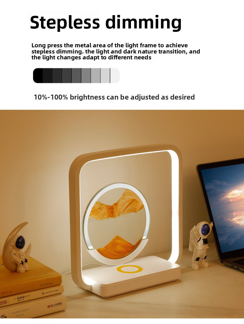 zensoullab Wireless Charging Flowing Sand Painting Table Lamp Home Living Room Bedroom Atmosphere Decorative Lamp USB Plug-in Desktop Zen Meditation Ornament Night Light
