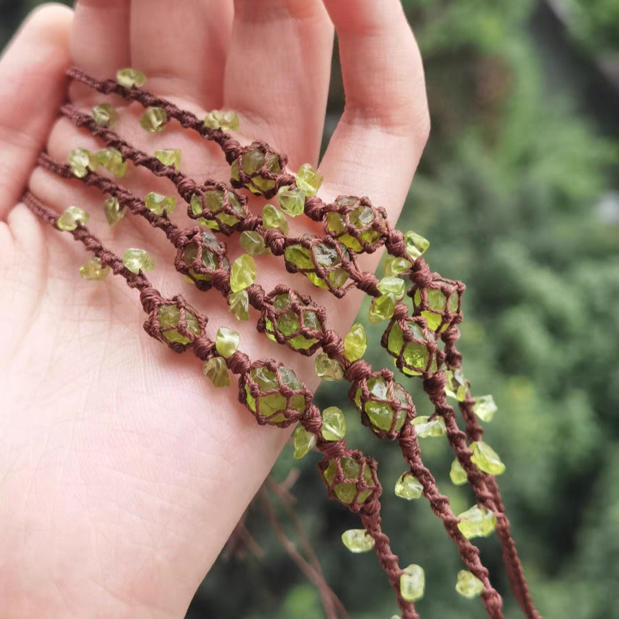 zensoullab Green Forest Fairy Garland Forest Style Handmade Crystal Peridot Bracelet