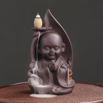 zensoullab Purple Clay Sandalwood Incense Burner Craft Ornament Original Xiangyun Little Monk Incense Holder Waterfall Backflow Incense Burner