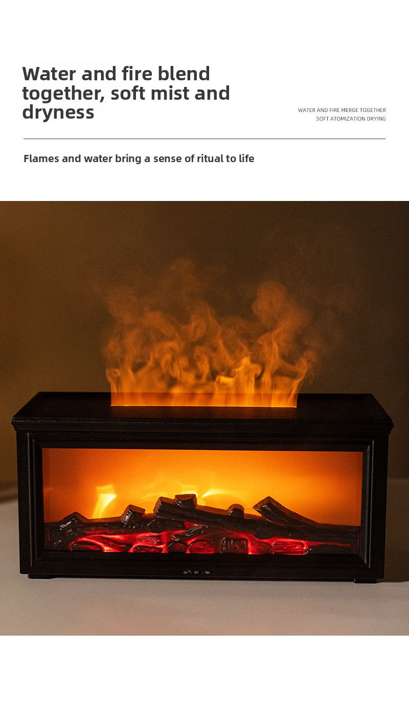 zensoullab Retro Fireplace Flame Humidifier 3D Simulation Fireplace Flame Aromatherapy Machine Home Desktop Aromatherapy Machine