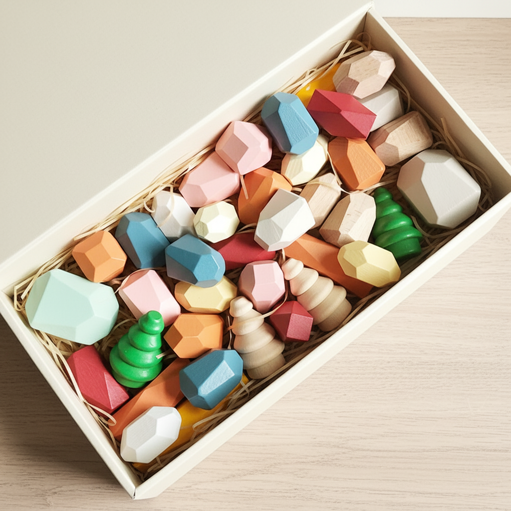 Mindful Stacking Stones – Solid Wood Zen Desk Décor | 3–10 Minute Visual Focus Practice (14+)