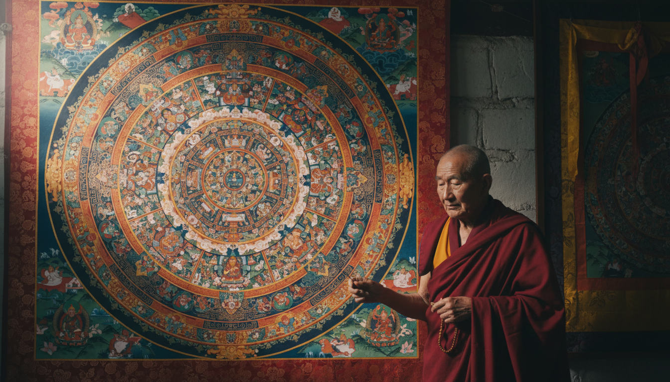 Decoding the Mandala in Thangka Art: A Map of the Cosmos