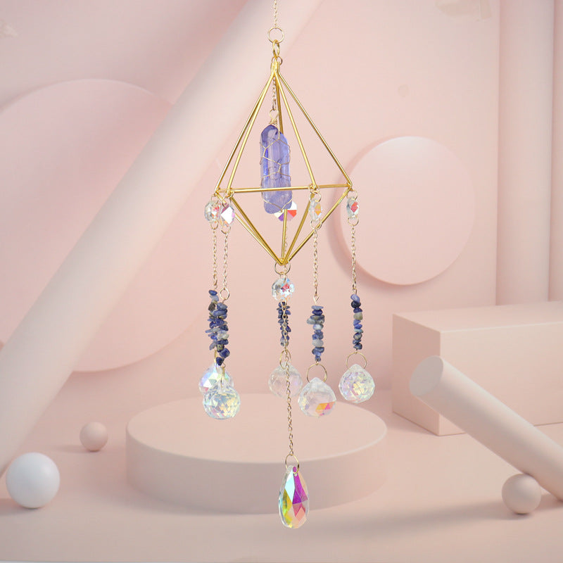 zensoullab Crystal Sun Catcher Air Rack Natural Crystal Column Lamp Prism Pendant Crystal Hanging Garden Decoration