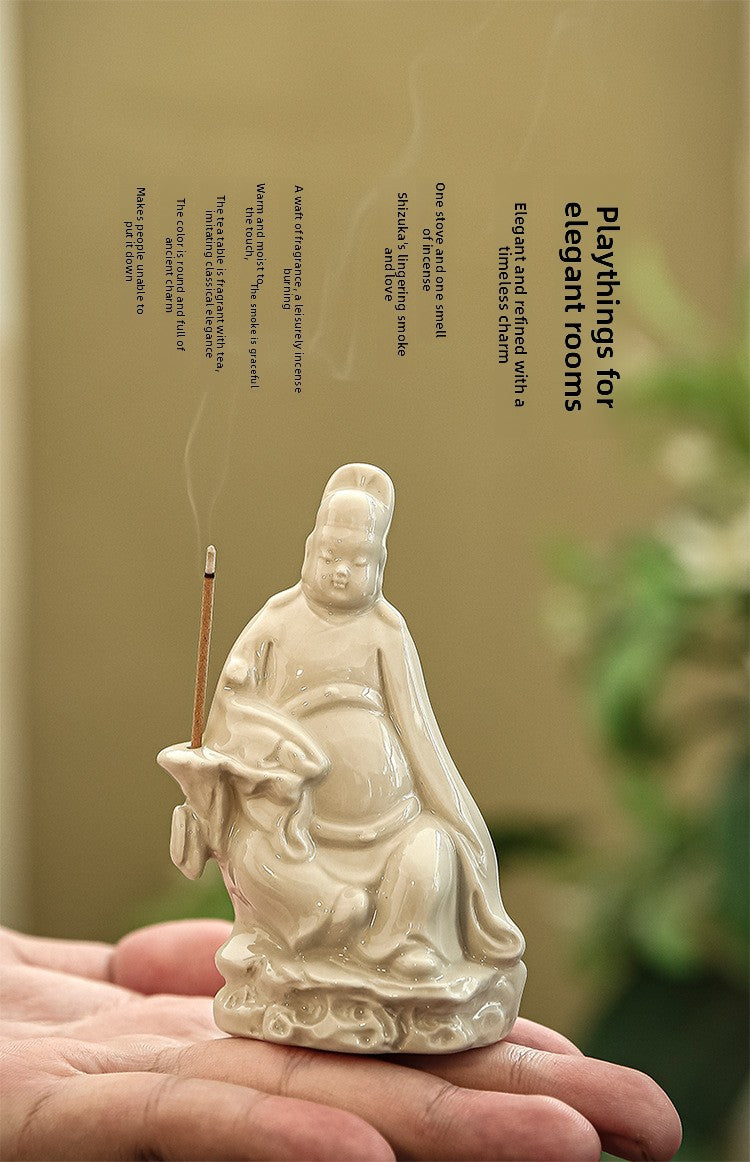 Zensoullab Creative New Chinese Ceramic Small Wenchang Incense Burner Decoration Home Indoor Decoration Sandalwood Incense Incense Ceremony Incense Holder