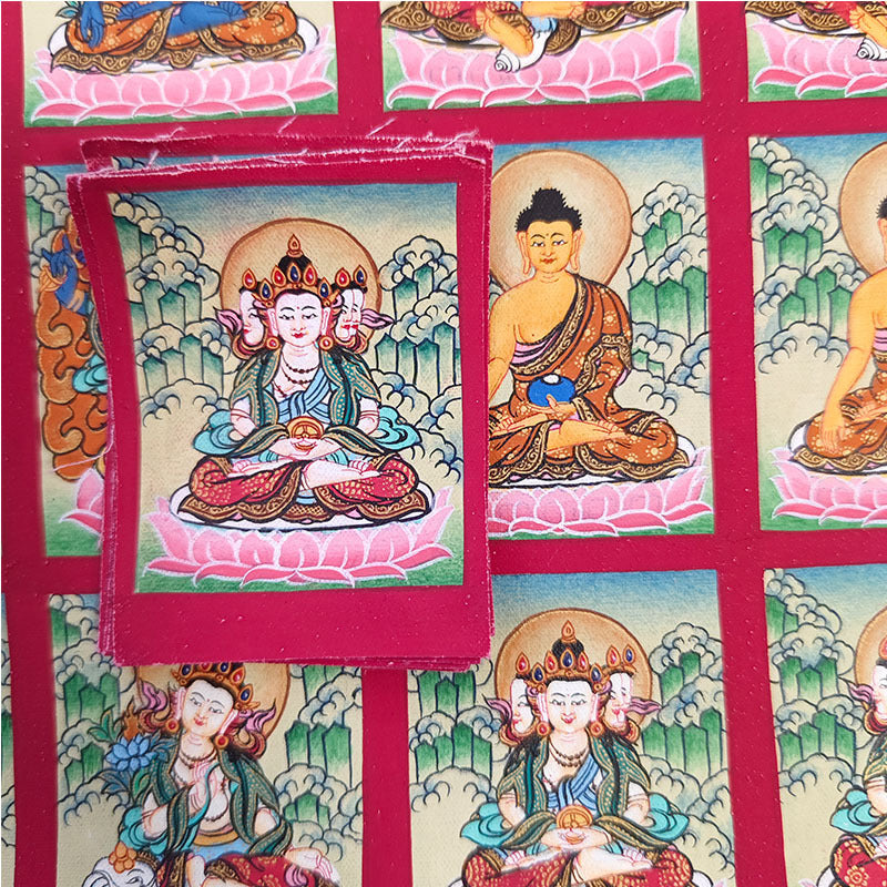 zensoullab Nepal Hand-painted Zodiac Birth Buddha Thangka Manjushri Yellow God of Wealth Green Tara Portable Gau Box Small Thangka Pendant