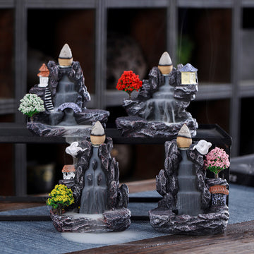 zensoullab Resin Backflow Incense Burner Small Creative Home Aromatherapy Burner Decorative Smoke Sandalwood Incense Burner