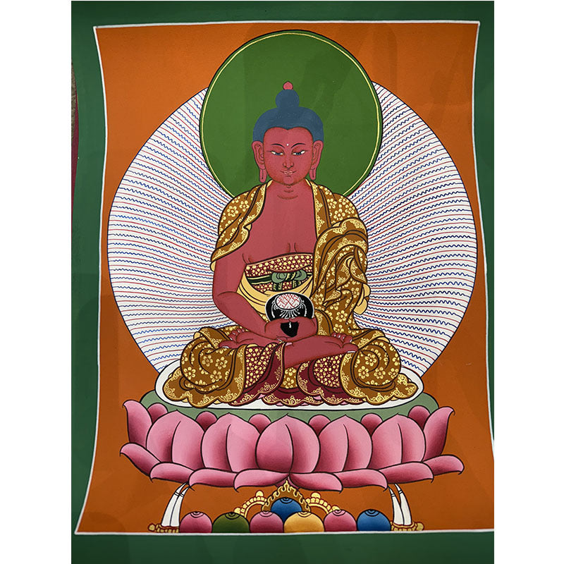 zensoullab Nepal Hand-painted Yellow God of Wealth Green Tara Manjushri Four-armed Guanyin Medicine Buddha Buddha Statue Thangka Table Decoration Hanging Painting