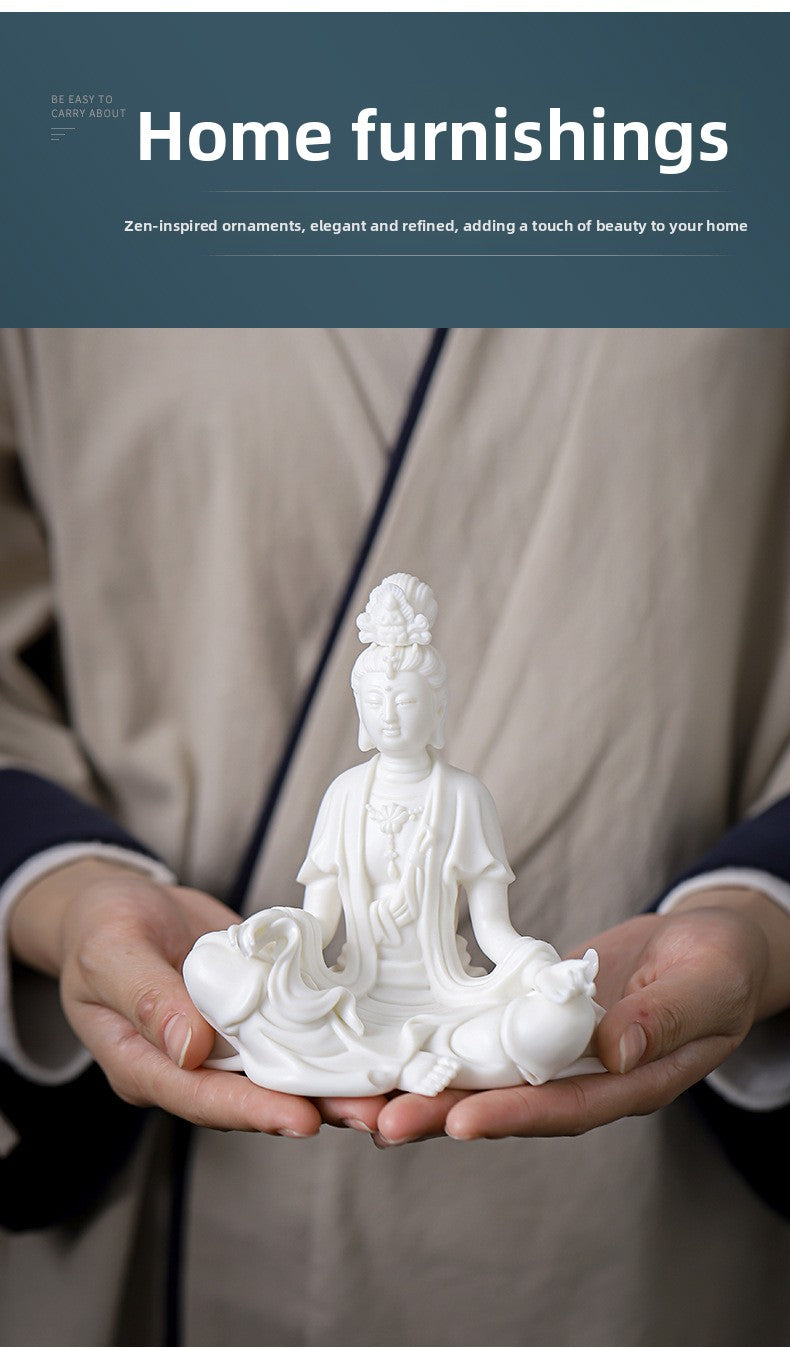 zensoullab Premium Dehua Ceramic Guanyin Buddha Statue Zen New Chinese Style Living Room Entrance Hall Guanyin Bodhisattva Ornament