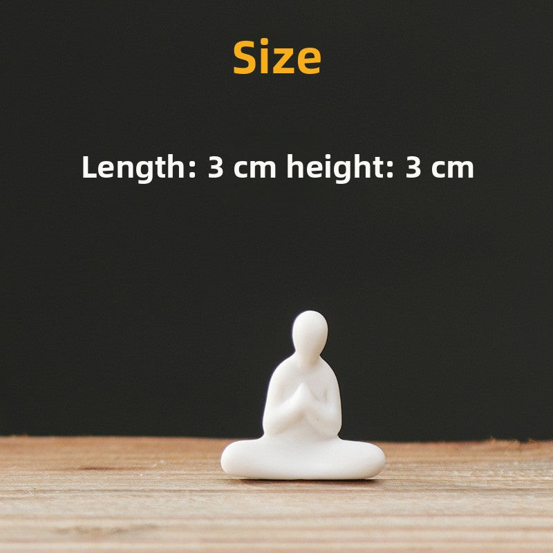 zensoullab Mini Extra Small Zen Ceramic Formless Buddha Microscopic Bonsai Fish Tank Tea Tray Accessories Little Monk Home Decoration