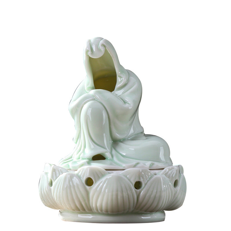 zensoullab Creative Ceramic Phaseless Buddha Figure Incense Burner Tea Ceremony Accessories Indoor Agarwood Home Zen Incense Holder Decoration