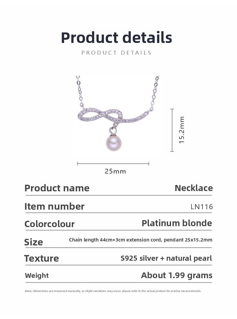 zensoullabins Style Natural Pearl Music Note Necklace Women's Jewelry S925 Sterling Silver Necklace Accessories