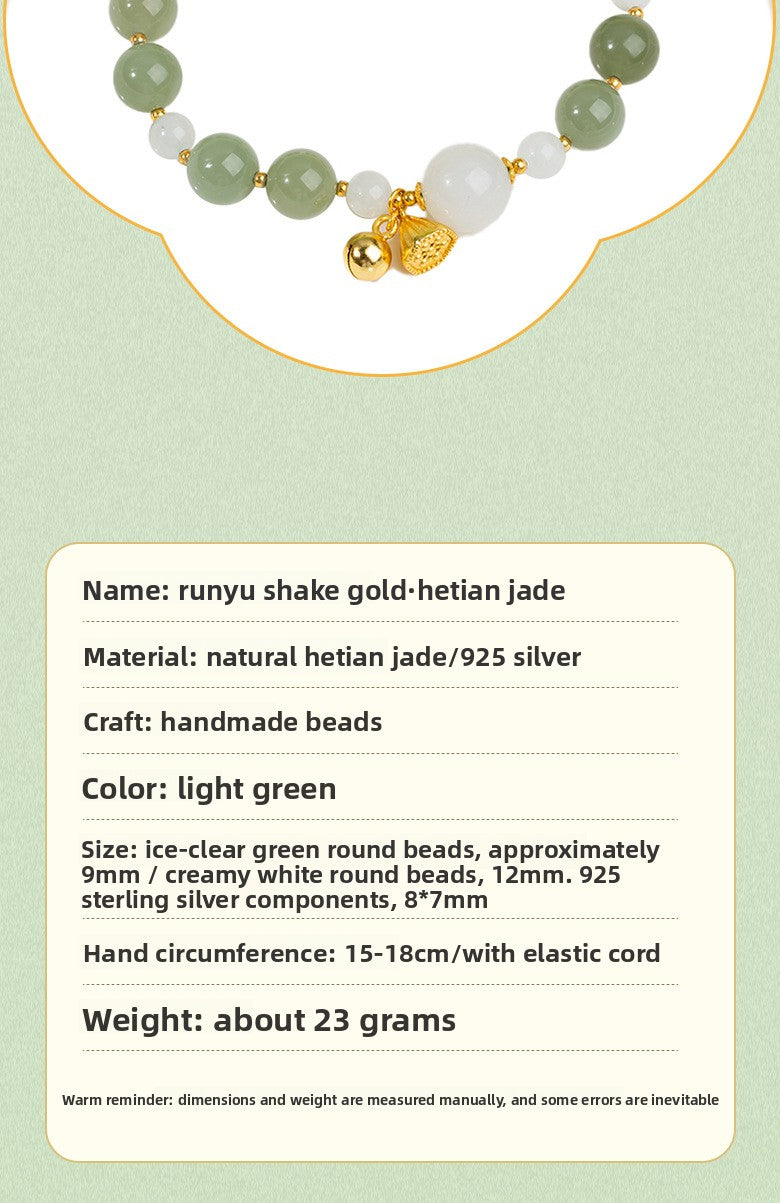 Zensoullab Natural Xinjiang Hetian Jade ICE CLEAR White Bracelet Female National Style Niche Bracelet