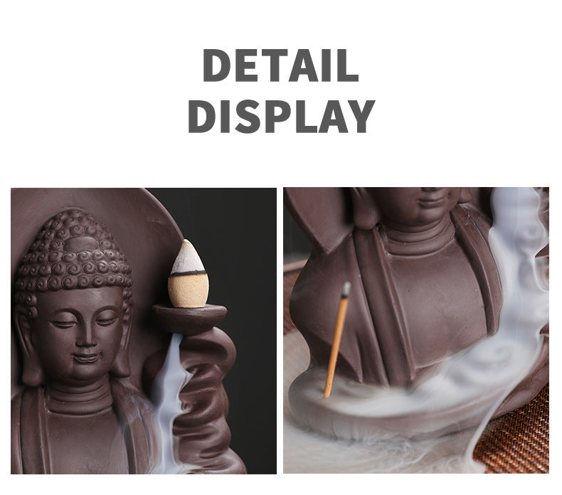 Original Purple Clay Sandalwood Backflow Incense Burner Xiangyun Rulai Buddha Incense Burner Home Decor Craft Ornament Wholesale