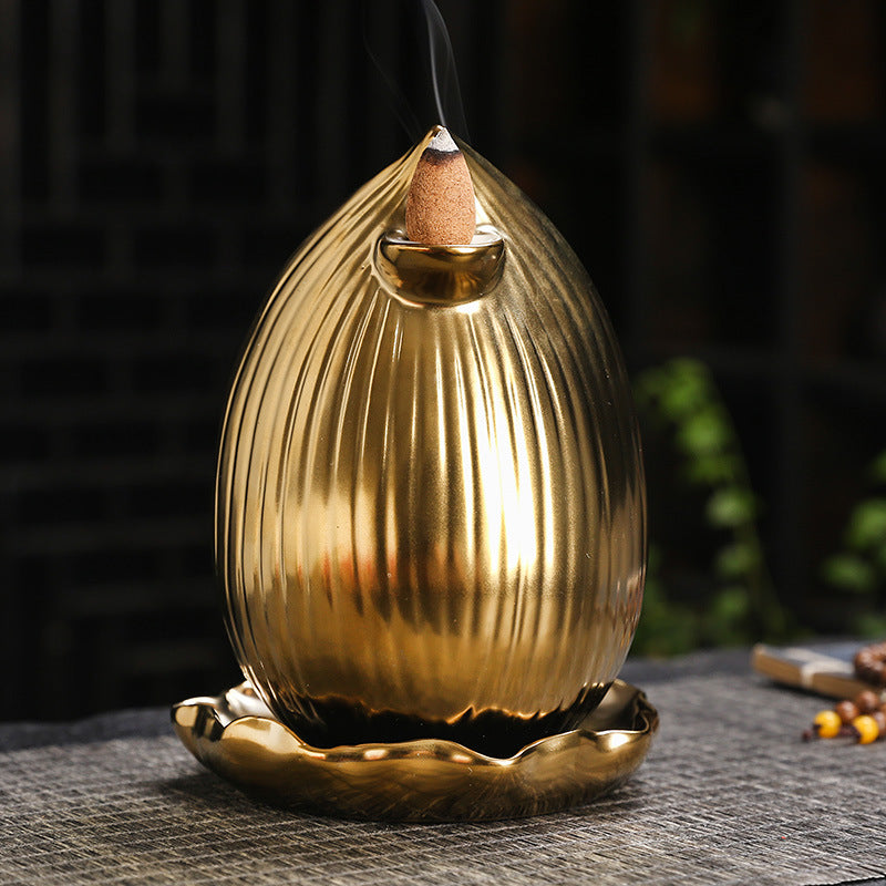 zensoullab Backflow Incense Burner Rulai Flowing Incense Gold Base Small Shaami Creative Backflow Incense Burner Home Incense Desktop Ornament