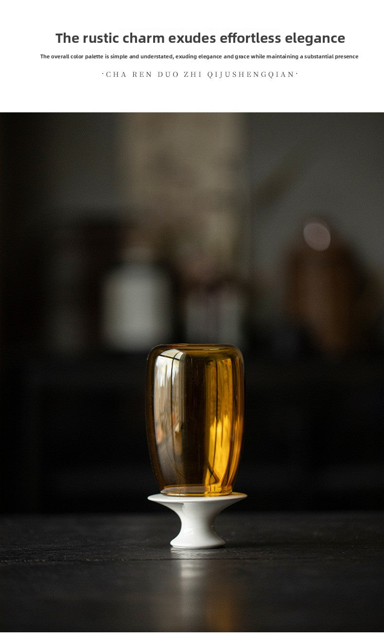 zensoullab New Chinese Zen Candle Holder Windproof Glass Lampshade Vintage Home Aromatherapy Candle Atmosphere Tea Room Ornament