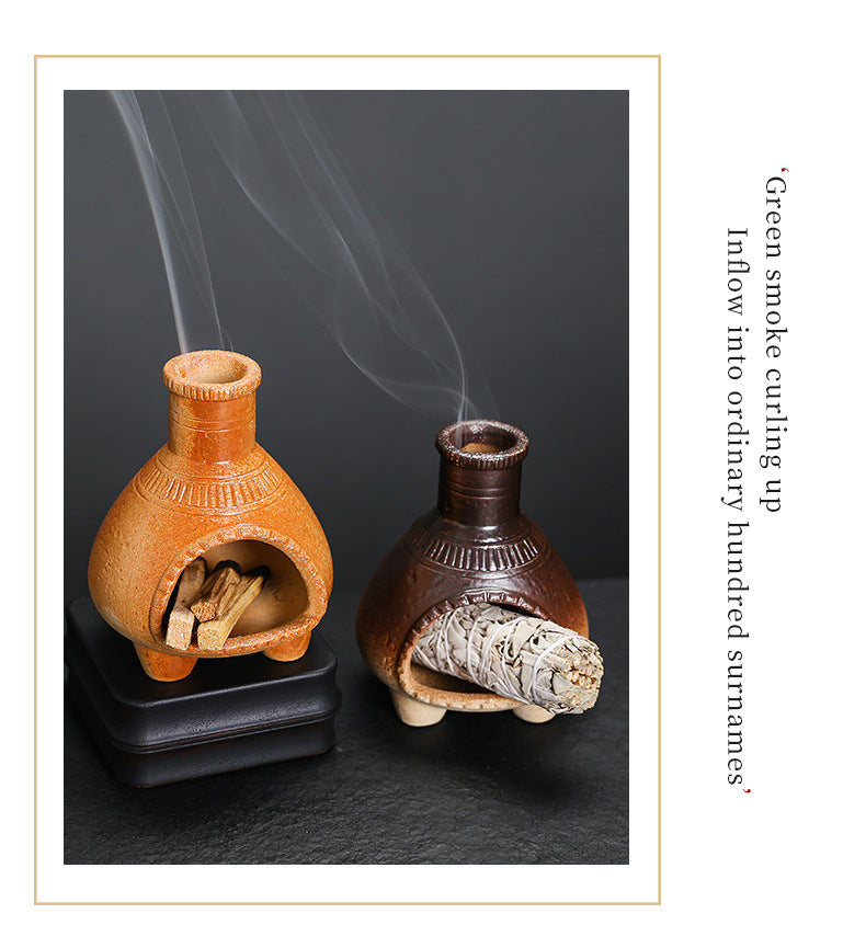 Ceramic Aromatherapy Burner Sage Incense Burner Mini Home Small Wall Stove Heat Resistant Can Be Burned with Open Flame Holy Wood Stove