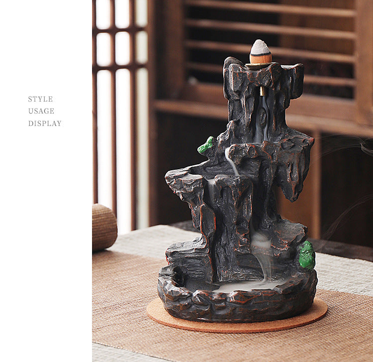 zensoullab Creative Mountain Water Backflow Incense Burner High-end Large Incense Burner Water Flow Incense Tea Ceremony Home Decoration Backflow Incense