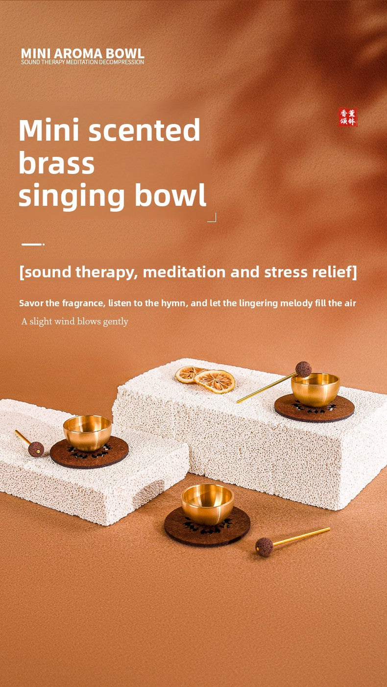 zensoullab Mini Singing Bowl Essential Oil Ornament Handmade Copper Bowl Sound Therapy Meditation Relaxation Stress Relief Gift