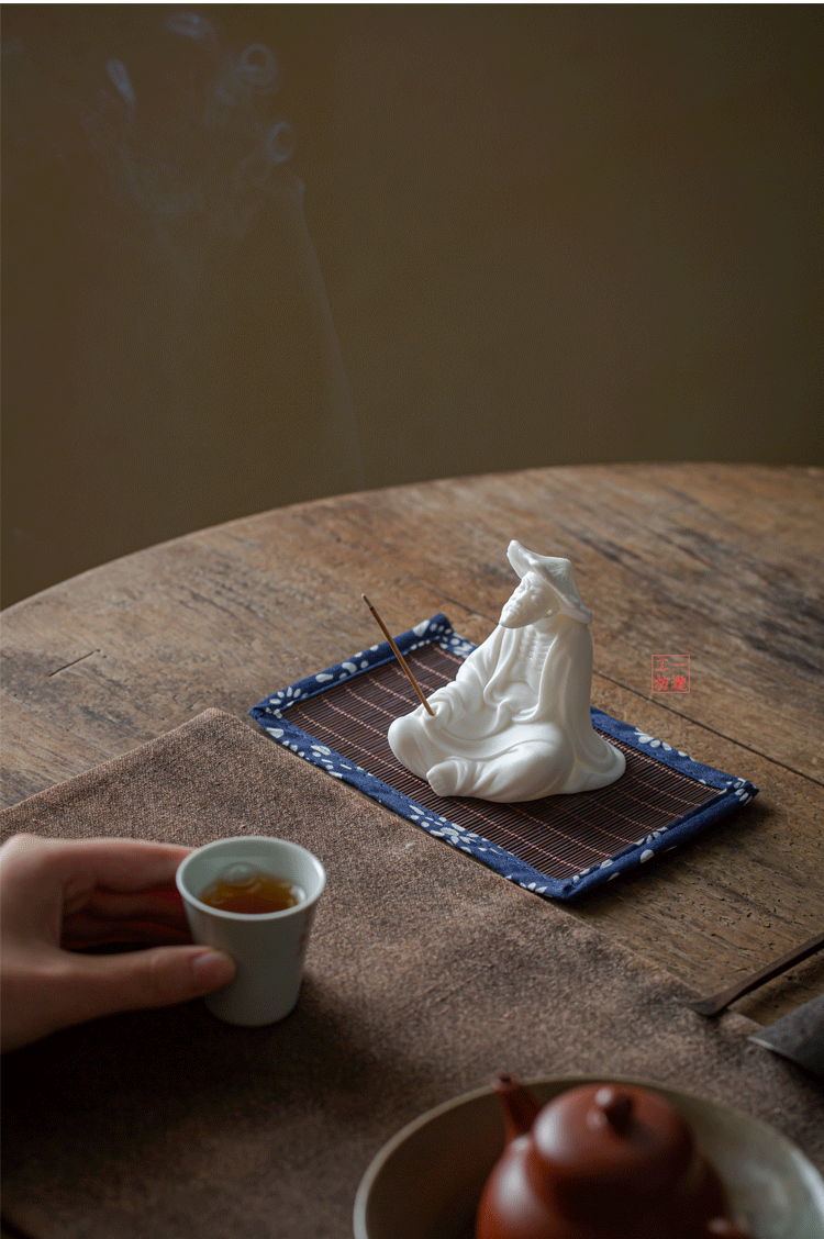 zensoullab Creative Jiang Taigong Fishing Old Man Ceramic Incense Burner Ornament Tea Pet Decoration Living Room Home Sandalwood Incense Holder Incense Ceremony
