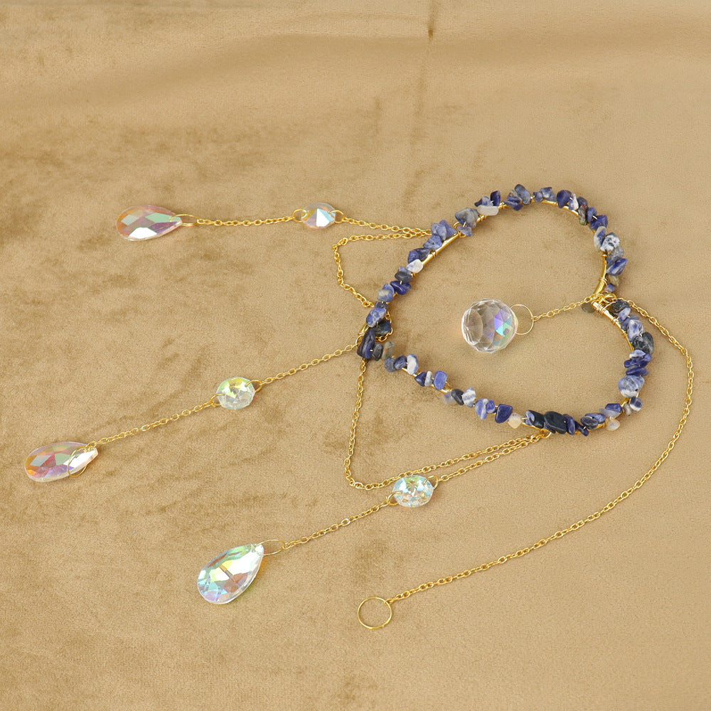 zensoullab Natural Raw Stone Crystal Wind Chime Sun Catcher Heart Hanging Holiday Home Decoration