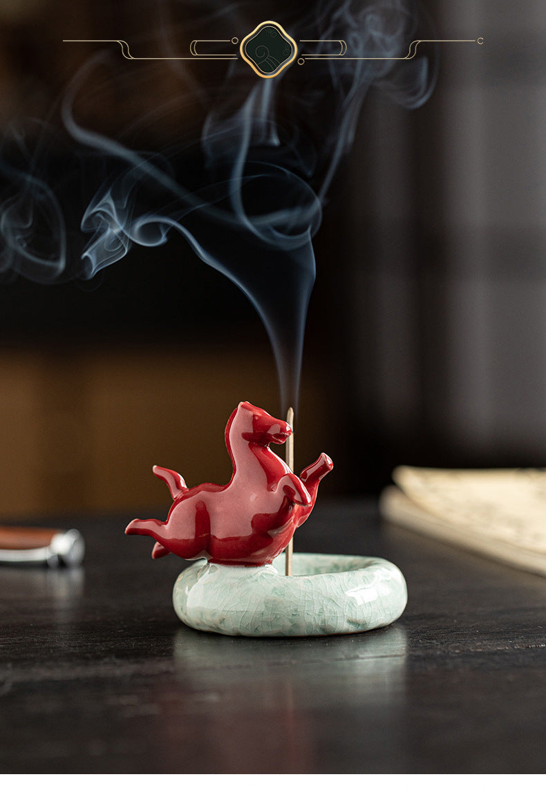 zensoullab Ceramic Small Tang Horse Incense Burner Creative Incense Holder Home Indoor Aromatherapy Burner Sandalwood Agarwood Incense Holder Incense Device