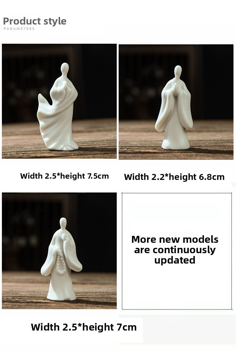 zensoullab Mini Fingertip Monk Ceramic Small Buddha Ornament White Porcelain Formless Buddha Micro Landscape Fish Tank Decoration Desktop Decoration