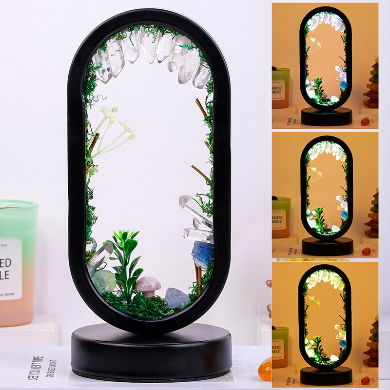 zensoullab Natural Crystal Raw Stone Oval Forest Mushroom Lamp Home Decoration Atmosphere Night Light Bedside Lamp Ornament