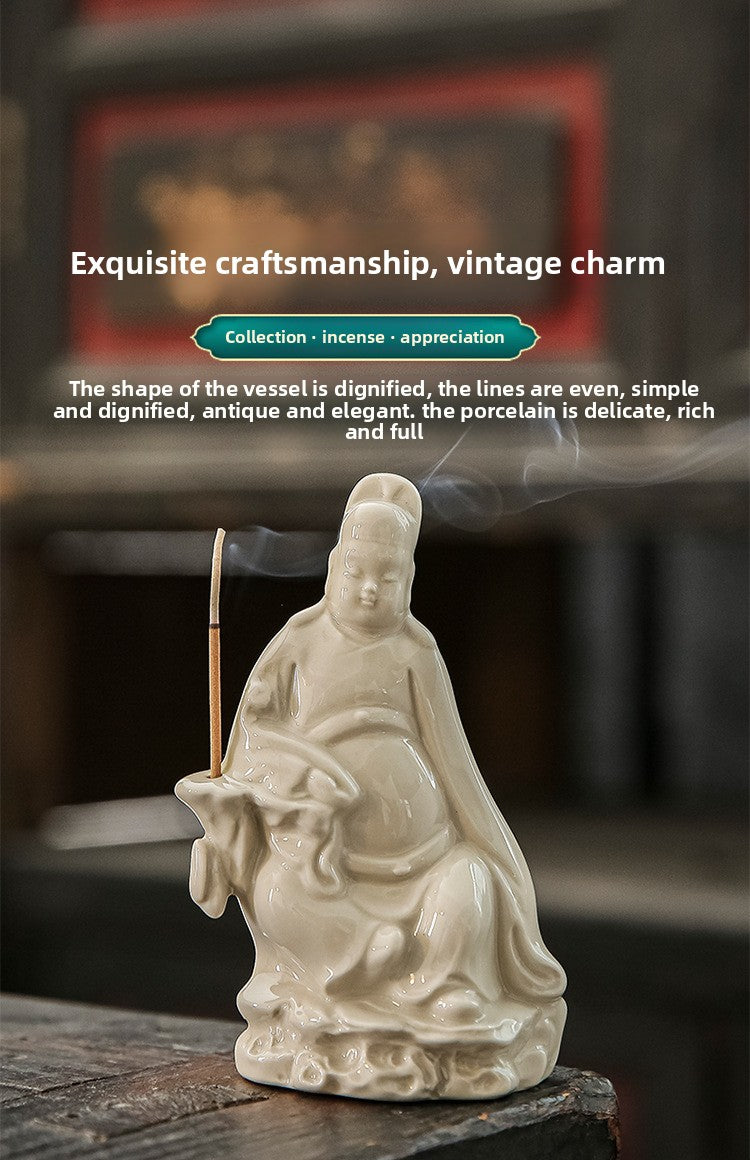 Zensoullab Creative New Chinese Ceramic Small Wenchang Incense Burner Decoration Home Indoor Decoration Sandalwood Incense Incense Ceremony Incense Holder