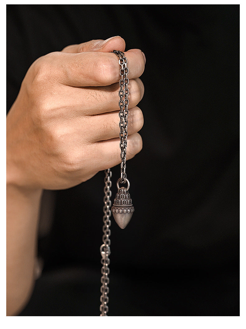 zensoullab Buddha Pagoda Pendant Thai Silver Unisex Tibetan Chinese Style Retro Hanging Pendant Tibetan Style Protective Buddha Pendant