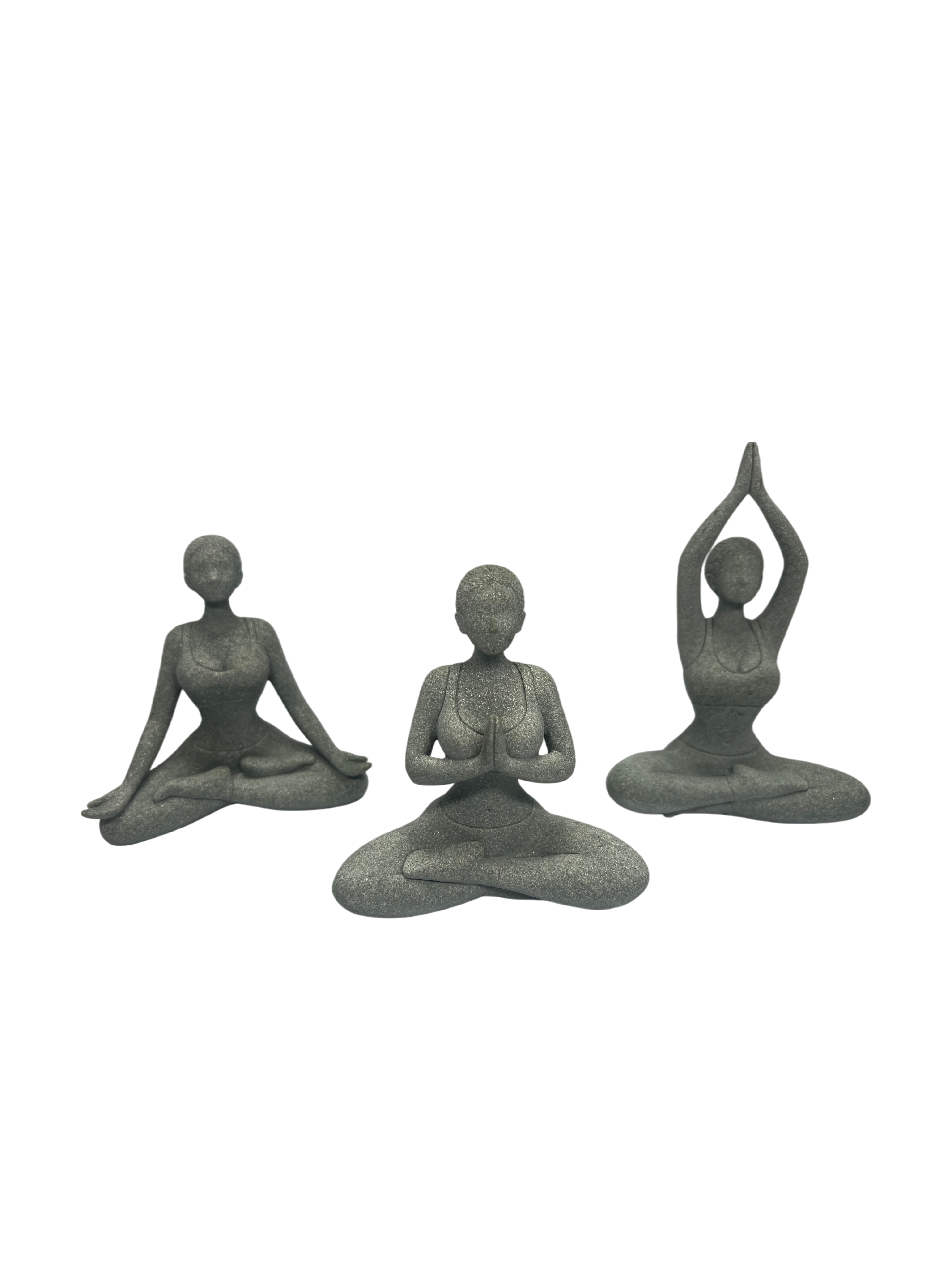 ZenSoulLab Zen Sandstone-Texture Yoga Meditation Figurine | Minimalist Zen Home Decor (Single/Trio Set)