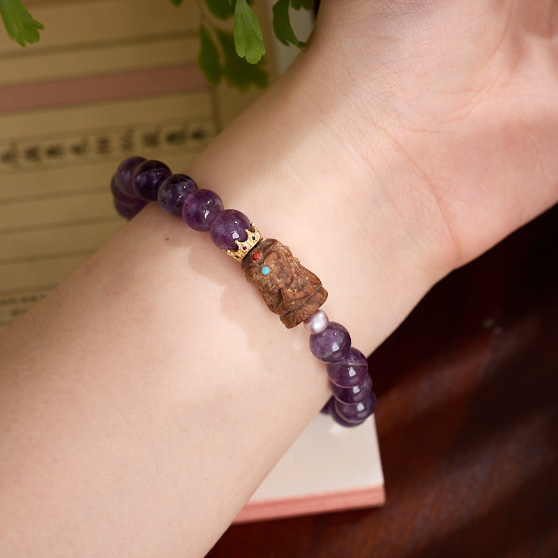 zensoullab Nine Purple Fire Amethyst Dongga Sandalwood Zakiram Bracelet Amethyst Design Bracelet