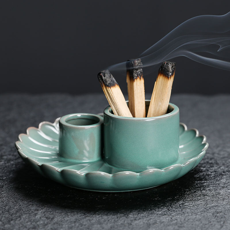Peruvian Sacred Wood Tray Sage Tray Sacred Wood Stand Candle Holder Candle Tray Incense Burner Ceramic