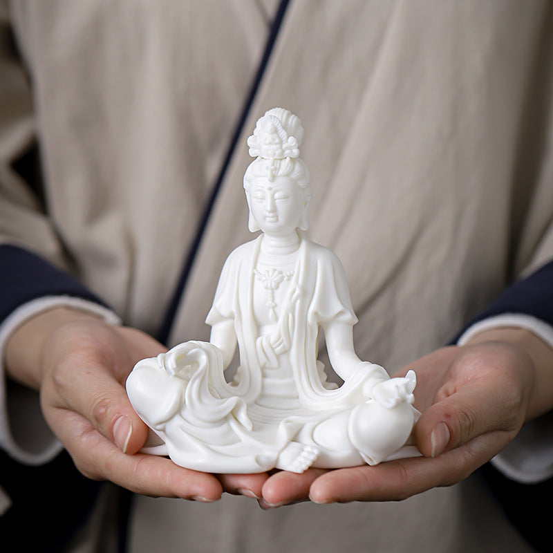 zensoullab Premium Dehua Ceramic Guanyin Buddha Statue Zen New Chinese Style Living Room Entrance Hall Guanyin Bodhisattva Ornament