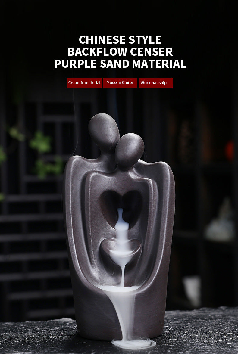 New Purple Clay Backflow Incense Burner Creative Perfect Match Smoke Incense Burner Home Tea Room Ornament Craft