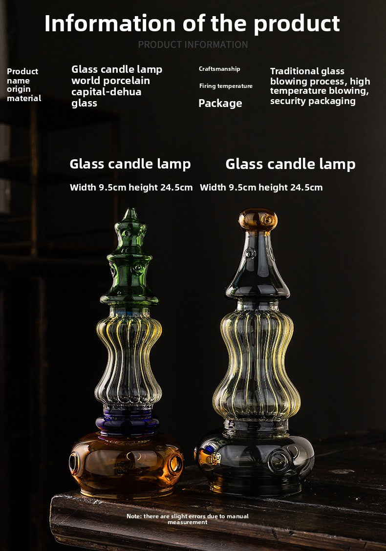 zensoullab Ancient Style Home Aromatherapy Candle Candle Holder Chinese Zen Style Antique Lampshade Glass Ornament Tea Room retro Atmosphere Lamp