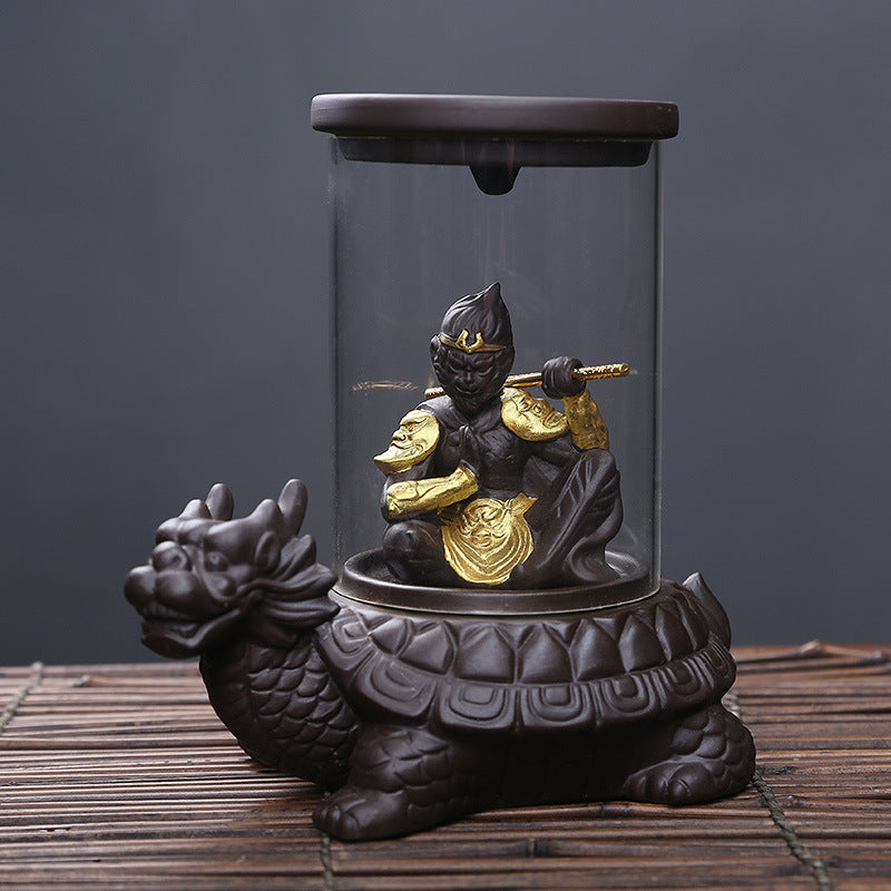 zensoullab Purple Clay Backflow Incense Burner Buddha Hand Lotus Acrylic Cover Agarwood Sandalwood Creative Home Decor Gift