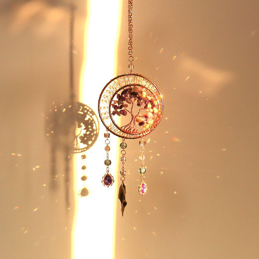 zensoullab Sun Catcher Crystal Pendant Sunshine Rainbow Dream Catcher Wind Chime Hanging Decoration Girl's Room Gift Pendant