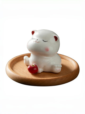 zensoullab Creative Ceramic Cute Little Cat Incense Holder Incense Tray Home Indoor Sandalwood Agarwood Incense Burner Incense Holder Ornament