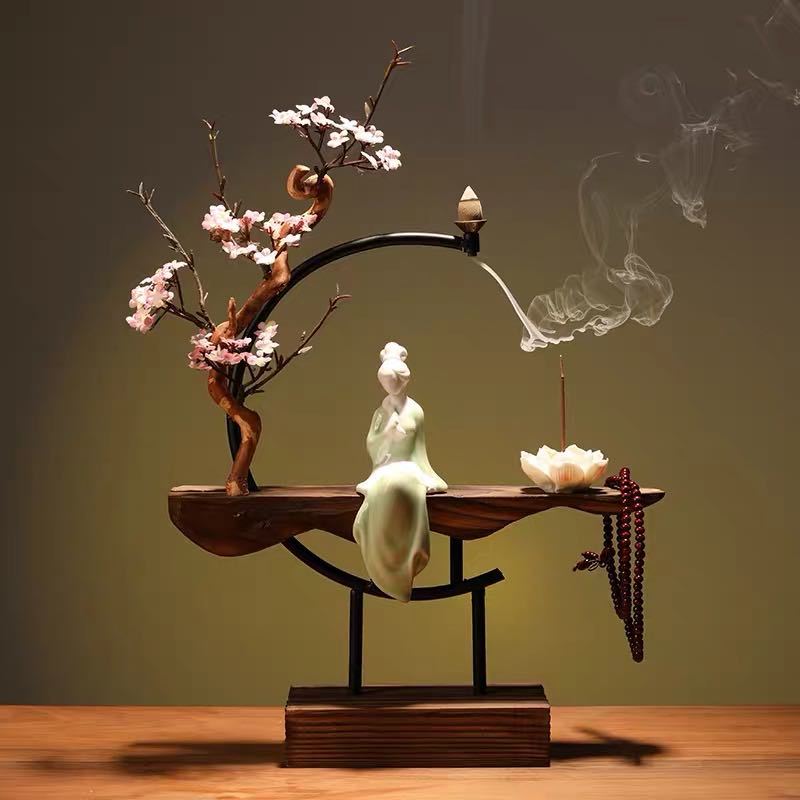 zensoullab New Chinese Zen Style Ornament Creative Backflow Incense Burner Home Office Living Room Desktop Entrance Decoration Incense Burner
